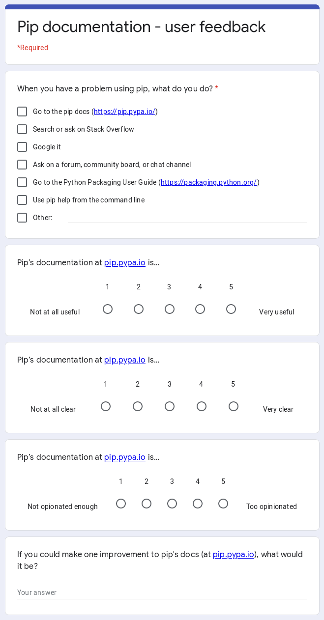 Screenshot of survey